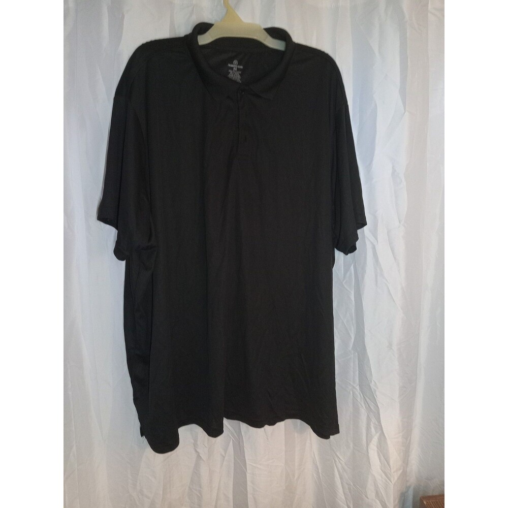 5X Real Essentials Men's Short Sleeve Polo Shirt Black Dry Fit Fabric 3 Button